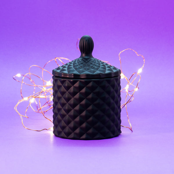 Mini Matt Black Geo Cut Candle Jar