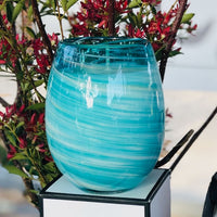 The Vintage Mint Blue Swirl Stemless Candle Jar - SOLD OUT